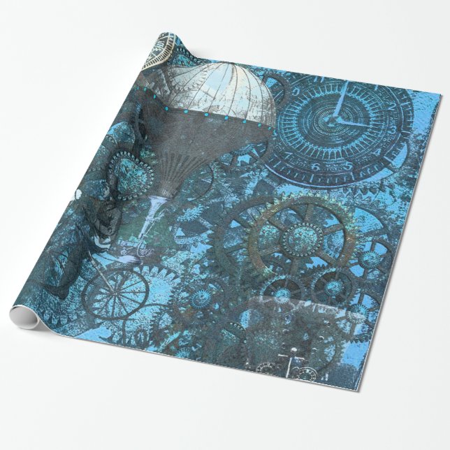 Papier Cadeau Papier d'enveloppement bleu vapeur (Déroulé)
