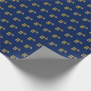 Papier Cadeau Papier d'enveloppement Blue, Faux Gold 8th (Huitiè