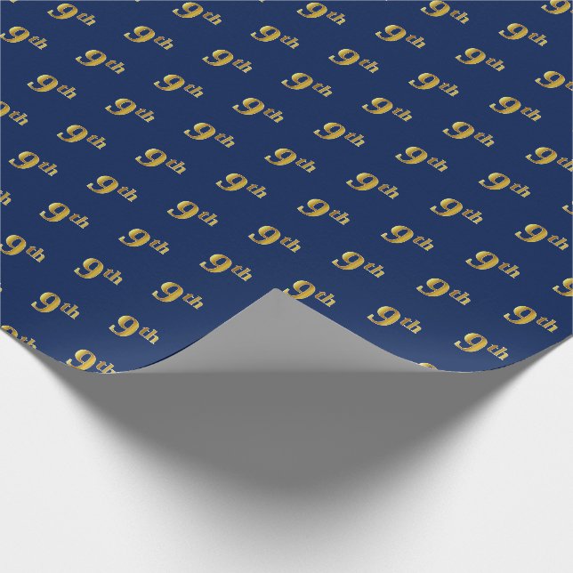 Papier Cadeau Papier d'enveloppement Blue, Faux Gold 9th (Neuviè (Coin)