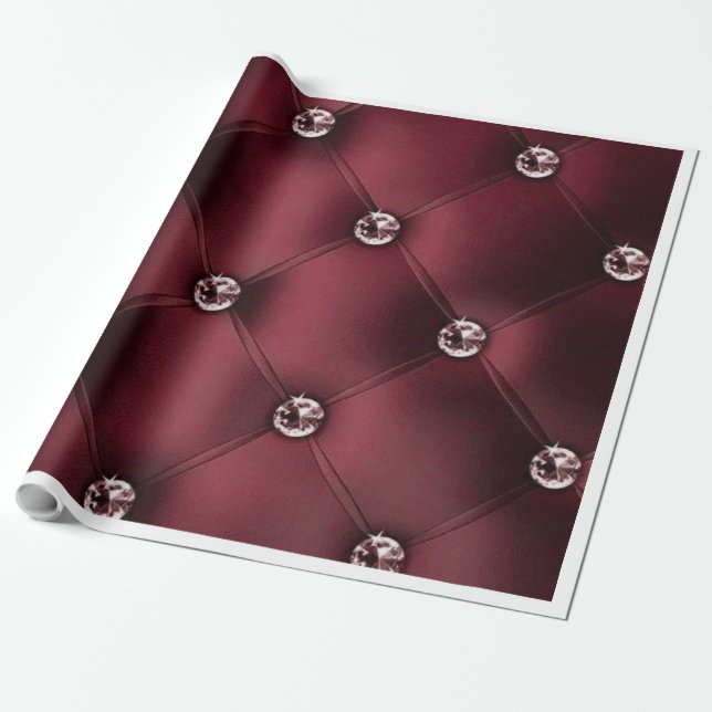Papier Cadeau Papier d'enveloppement Bourgogne Diamond Tufted Lu (Déroulé)