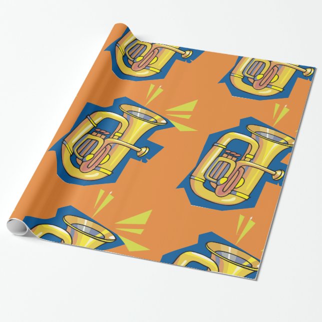 Papier Cadeau Papier d'enveloppement brillant Tuba Instrument (Déroulé)