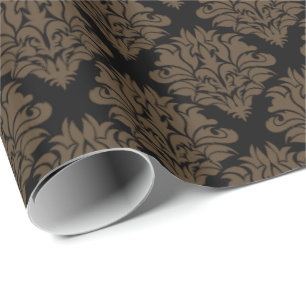 Papier Cadeau Papier d'enveloppement Brown Damas-Cadeaux