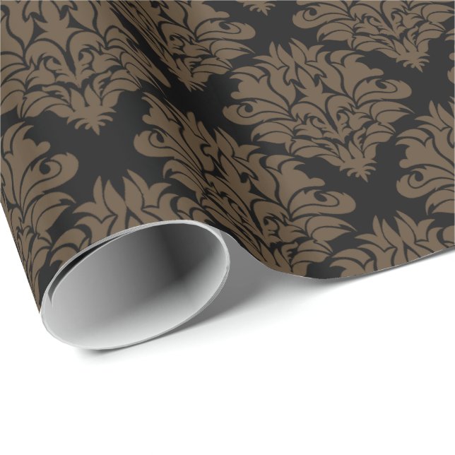 Papier Cadeau Papier d'enveloppement Brown Damas-Cadeaux (Coin rond)