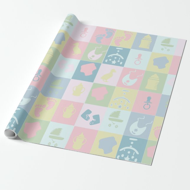 Papier Cadeau Papier d'enveloppement cadeau baby shower (Déroulé)
