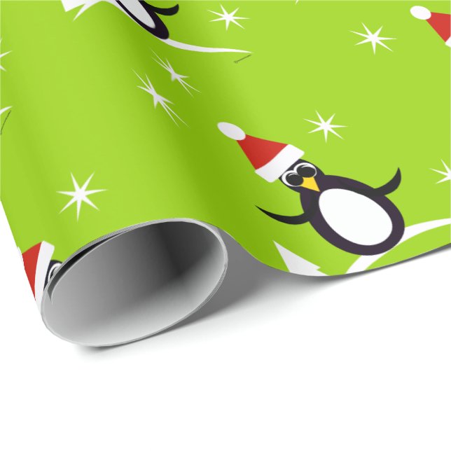 Papier Cadeau Papier d'enveloppement cadeau père Noël Penguin (Coin rond)