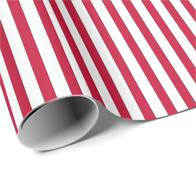 Papier Cadeau Papier d'enveloppement cadeau rayé-Rouge-Blanc 07 (Coin rond)