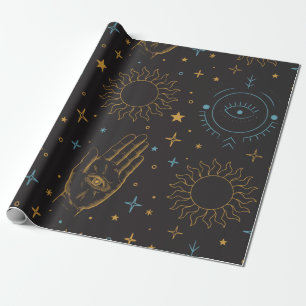 Papier Cadeau Papier d'enveloppement céleste du soleil et de la 