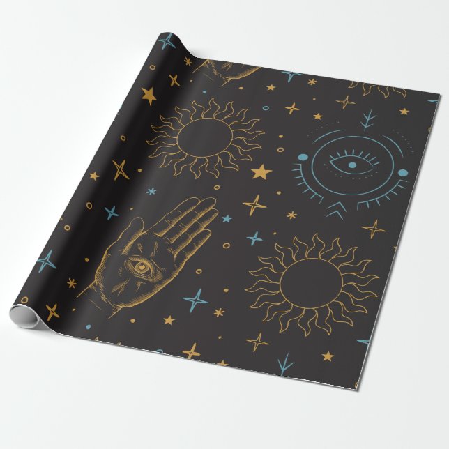 Papier Cadeau Papier d'enveloppement céleste du soleil et de la  (Déroulé)