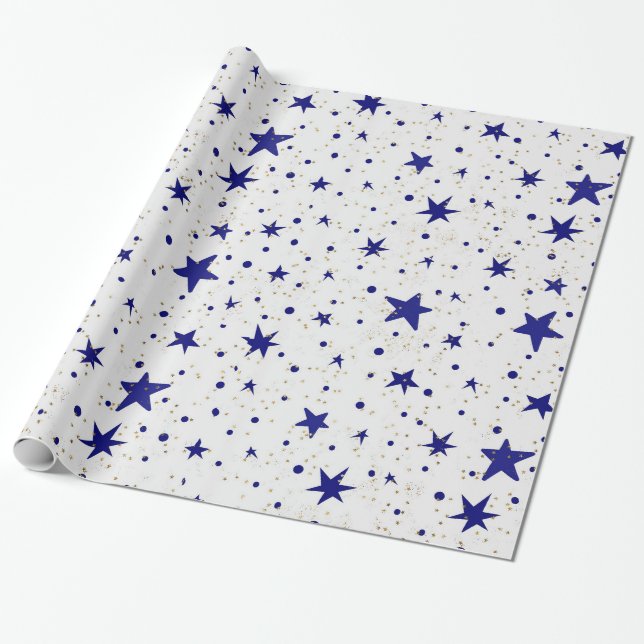Papier Cadeau Papier d'enveloppement céleste, étoiles et lunes (Déroulé)