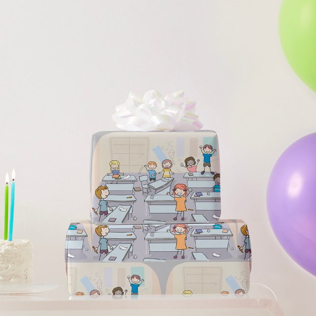 Papier Cadeau Papier d'enveloppement Chaos en classe (Créateur téléchargé)