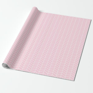 Papier Cadeau Papier d'enveloppement Chevron - Blanc sur rose cl