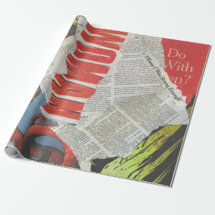 Papier Cadeau Papier d'enveloppement collage de journaux