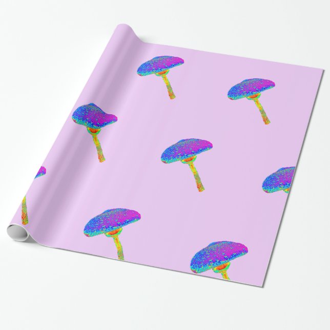 Papier Cadeau Papier d'enveloppement coloré de champignons (Déroulé)