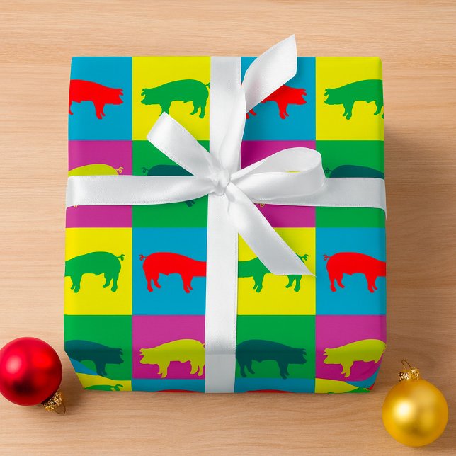 Papier Cadeau Papier d'enveloppement coloré de cochons (Créateur téléchargé)