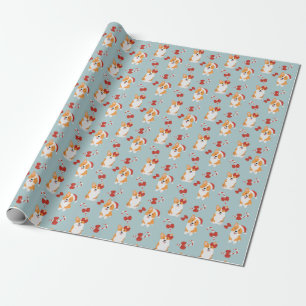 Papier Cadeau Papier d'enveloppement Corgi de Noël mignon
