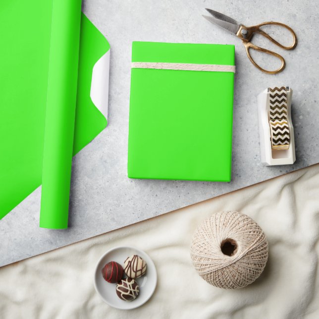 Papier Cadeau Papier d'enveloppement couleur solide vert néon (Artisanat)