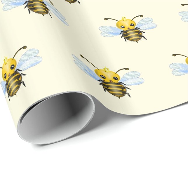 Papier Cadeau Papier d'enveloppement d'abeille Little Queen (Coin rond)
