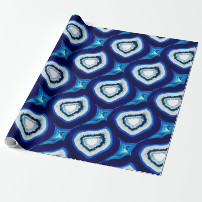 Papier Cadeau Papier d'enveloppement d'Agate Bleu Cobalt (Déroulé)