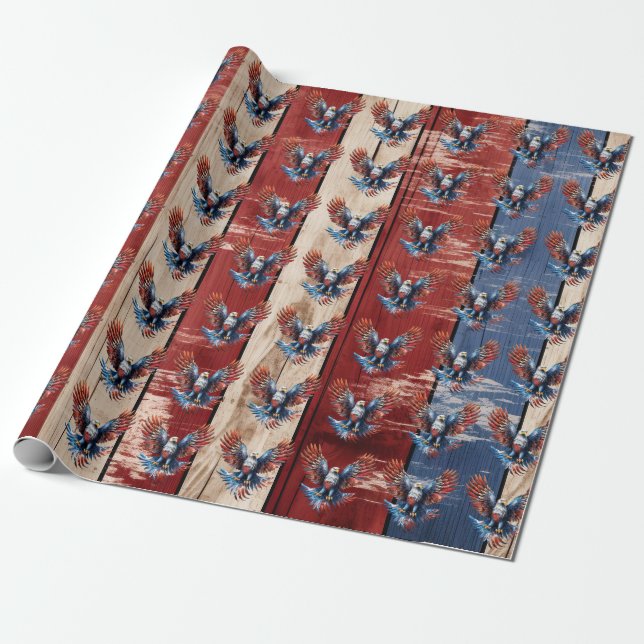 Papier Cadeau Papier d'enveloppement d'aigle patriotique (Déroulé)