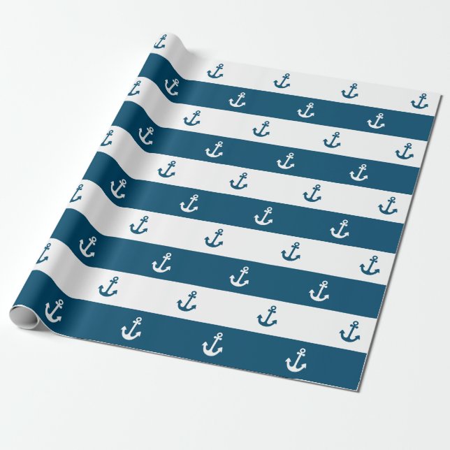 Papier Cadeau Papier d'enveloppement d'Ancres nautiques (Déroulé)