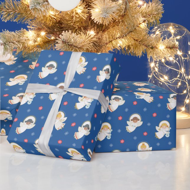 Papier Cadeau Papier d'enveloppement d'ange de Noël rétro (Vacances)