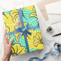 Papier d'enveloppement d'Ankara Turquoise et Jaune