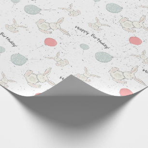 Papier Cadeau Papier d'enveloppement d'anniversaire de lapin et 