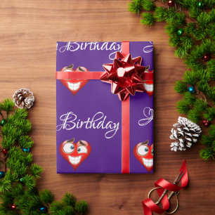 Papier Cadeau Papier d'enveloppement d'anniversaire du coeur