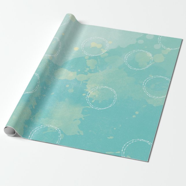 Papier Cadeau Papier d'enveloppement d'aquarelle bleu Aqua (Déroulé)