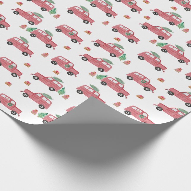 Papier Cadeau Papier d'enveloppement d'aquarelle rouge Jeep Chri (Coin)