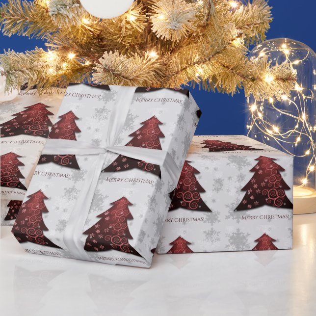 Papier Cadeau Papier d'enveloppement d'arbre de Noël Festif Roug (Vacances)
