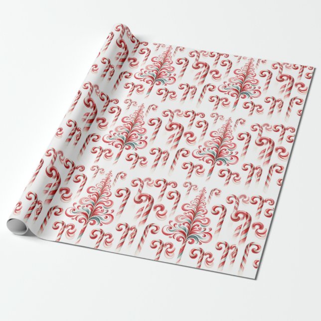 Papier Cadeau Papier d'enveloppement d'arbre de Noël sucre de ca (Déroulé)