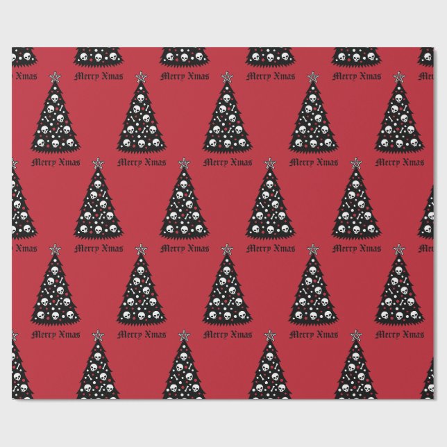Papier Cadeau Papier d'enveloppement d'arbre noir de Noël (Plat)