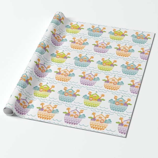 Papier Cadeau Papier d'enveloppement d'arche pour bébé mignon (Déroulé)
