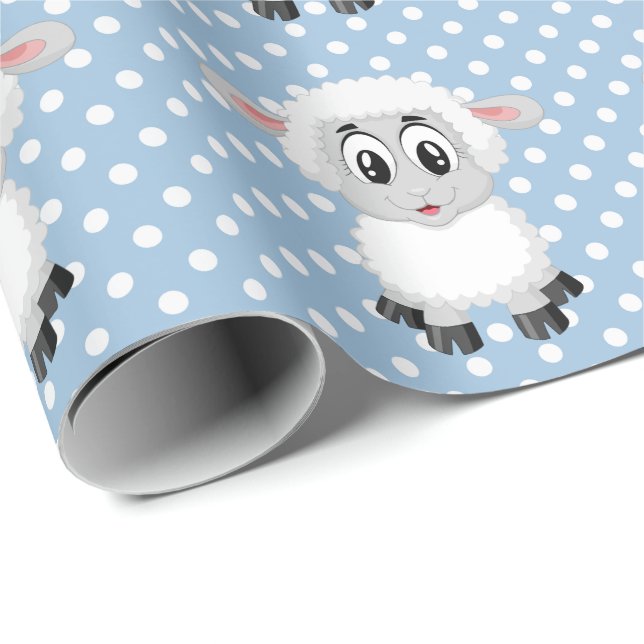Papier Cadeau Papier d'enveloppement de Baby shower de petit agn (Coin rond)