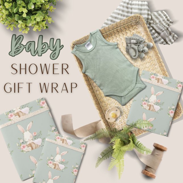 Papier Cadeau Papier d'enveloppement de Baby shower lapin (Créateur téléchargé)