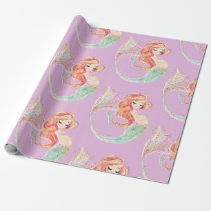 Papier Cadeau Papier d'enveloppement de BABY SHOWER MERMAID CUTE