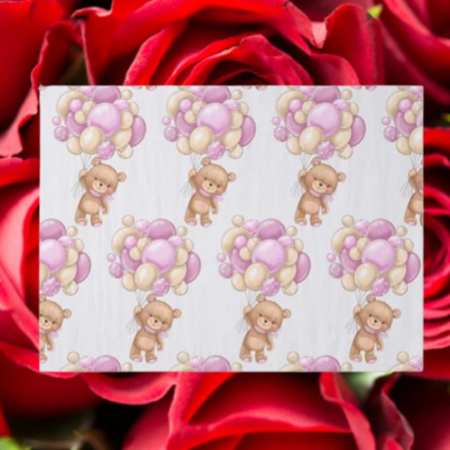 Papier Cadeau Papier d'enveloppement de ballons pour fille migno (Wrap gifts with love using our Girl Cute Bear Balloon Wrapping Paper)