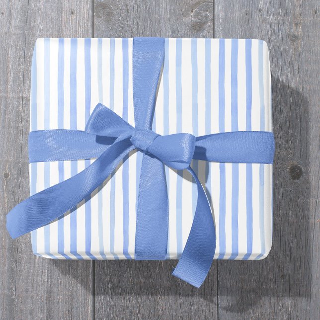 Papier Cadeau Papier d'enveloppement de bande d'aquarelle bleu e (Créateur téléchargé)