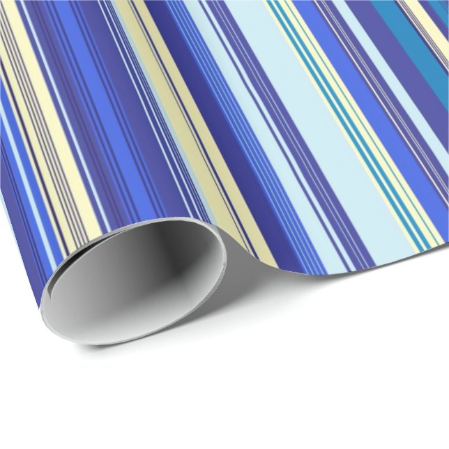 Papier Cadeau Papier d'enveloppement de bandes bleues (Coin rond)