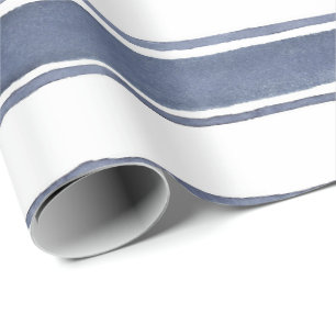 Papier Cadeau Papier d'enveloppement de bandes d'aquarelle bleu