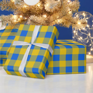 Papier Cadeau Papier d'enveloppement de bison bleu et jaune
