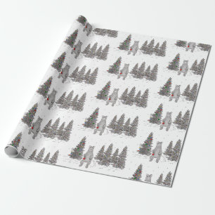 Papier Cadeau Papier d'enveloppement de bois de l'ours de Noël m