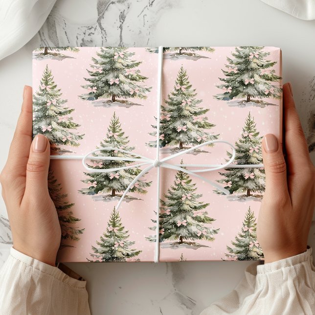 Papier Cadeau Papier d'enveloppement de boîte rose de l'arbre de (Créateur téléchargé)