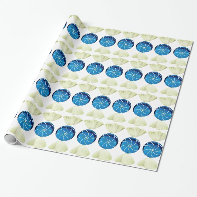 Papier Cadeau Papier d'enveloppement de bonbon bleu (Déroulé)