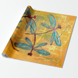 Papier Cadeau Papier d'enveloppement de brouillard de libellule 