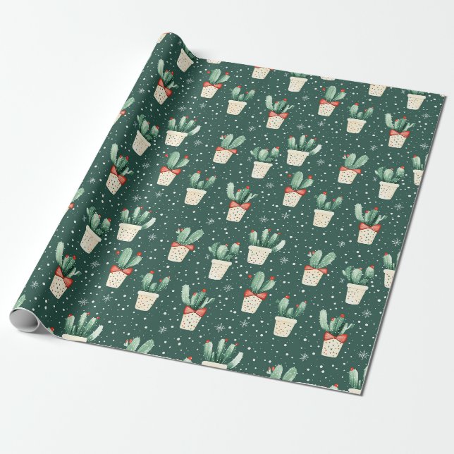 Papier Cadeau Papier d'enveloppement de cactus de Noël (Déroulé)