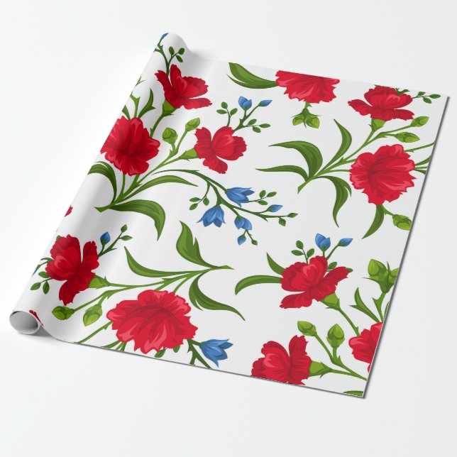 Papier Cadeau Papier d'enveloppement de cadeau à motifs floraux  (Déroulé)