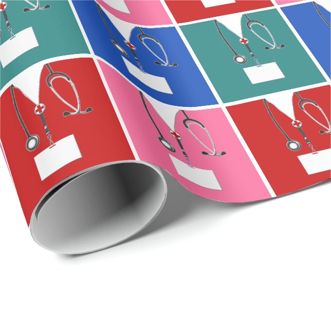 Papier Cadeau Papier d'enveloppement de cadeau pour infirmière c (Coin rond)