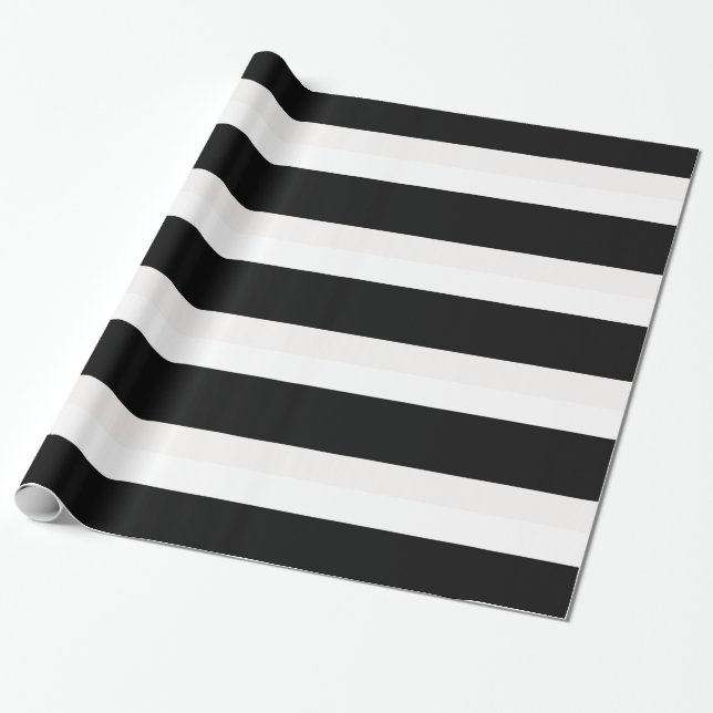 Papier Cadeau Papier d'enveloppement de cadeaux rayé noir et bla (Déroulé)